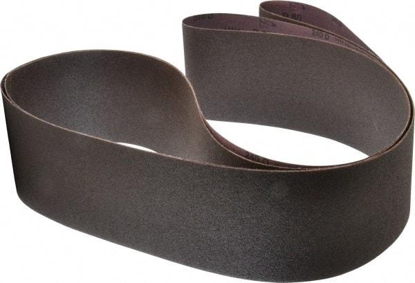 3M - 4" Wide x 132" OAL, 80 Grit, Aluminum Oxide Abrasive Belt - Aluminum Oxide, Medium, Coated, X Weighted Cloth Backing, Series 240D - Benchmark Tooling