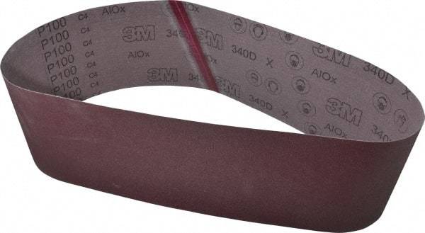 3M - 6" Wide x 48" OAL, 100 Grit, Aluminum Oxide Abrasive Belt - Aluminum Oxide, Fine, Coated, X Weighted Cloth Backing, Series 340D - Benchmark Tooling