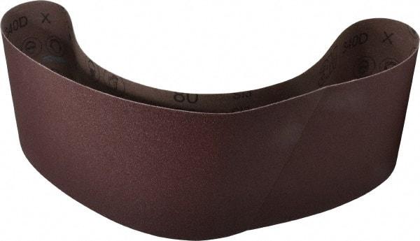 3M - 6" Wide x 48" OAL, 80 Grit, Aluminum Oxide Abrasive Belt - Aluminum Oxide, Medium, Coated, X Weighted Cloth Backing, Series 340D - Benchmark Tooling