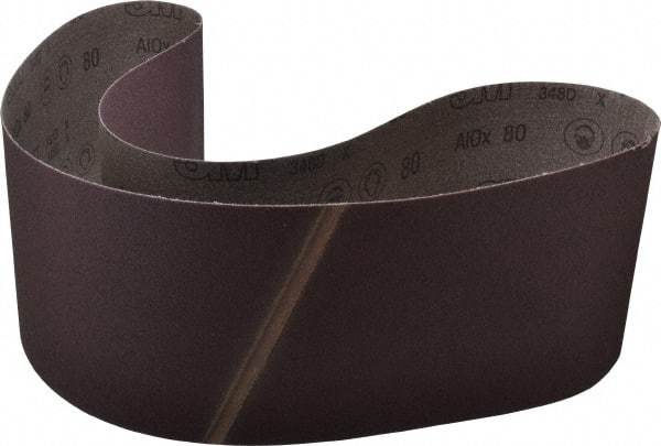 3M - 6" Wide x 54-1/2" OAL, 80 Grit, Aluminum Oxide Abrasive Belt - Aluminum Oxide, Medium, Coated, X Weighted Cloth Backing, Series 341D - Benchmark Tooling