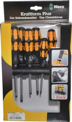 Wera - 6 Piece Phillips & Slotted Screwdriver Set - Round Shank, Ergonomic Handle, Bit Sizes: Philips #1 & #2 - Benchmark Tooling