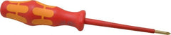 Wera - #0, 6-5/16" OAL, Insulated Phillips Screwdriver - 3-1/8" Blade Length, Round Shank, Ergonomic Handle - Benchmark Tooling