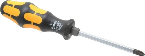 Wera - #2, 8" OAL, Demolition Phillips Screwdriver - 4" Blade Length, Hexagon Shank, Ergonomic Handle - Benchmark Tooling