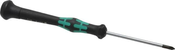 Wera - #0, 6-1/8" OAL, Electronic/Electrostatic Phillips Screwdriver - 2-3/8" Blade Length, Round Shank, Ergonomic Handle - Benchmark Tooling