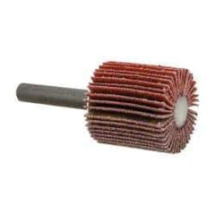 3M - 1" Diam x 1" Face Width, Fine Ceramic Alumina Coated Mounted Flap Wheel - 1/4" Shank Mount, 120 Grit, X Weighted Cloth Backing, 30,000 Max RPM - Benchmark Tooling