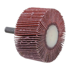 3M - 2" Diam x 1" Face Width, Fine Ceramic Alumina Coated Mounted Flap Wheel - 1/4" Shank Mount, 120 Grit, X Weighted Cloth Backing, 25,000 Max RPM - Benchmark Tooling