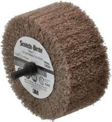 3M - 3" Diam x 1-3/8" Face Width, Medium Aluminum Oxide Nonwoven Mounted Flap Wheel - 1/4" Shank Mount, 8,000 Max RPM - Benchmark Tooling