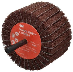 3M - 3" Diam x 1-3/4" Face Width, Medium Aluminum Oxide Coated Mounted Flap Wheel - 1/4" Shank Mount, 80 Grit, X Weighted Backing, 7,500 Max RPM - Benchmark Tooling