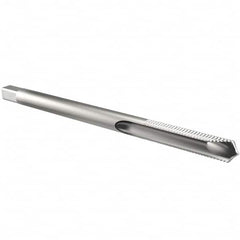 Kennametal - 5/16-18 UNC, 2 Flute, Bright Finish, High Speed Steel Spiral Point Tap - Plug Chamfer, Right Hand Thread, 2-23/32" OAL, 1-1/8" Thread Length, 0.318" Shank Diam - Exact Industrial Supply