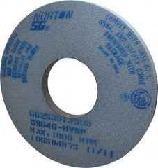 Norton - 14" Diam x 5" Hole x 1" Thick, H Hardness, 46 Grit Surface Grinding Wheel - Ceramic, Type 1, Coarse Grade, 2,320 Max RPM, Vitrified Bond, No Recess - Benchmark Tooling