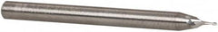 RobbJack - 0.058", 0.087" LOC, 1/8" Shank Diam, 1-1/2" OAL, 2 Flute, Solid Carbide Square End Mill - Single End, Uncoated, Spiral Flute, 30° Helix, Centercutting, Right Hand Cut, Right Hand Flute, Series SS-2 - Benchmark Tooling