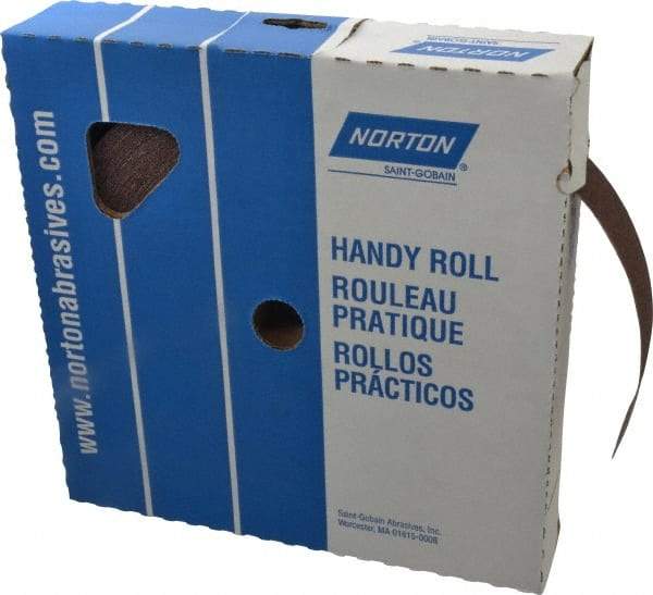 Norton - 1-1/2" x 50 Yd 80 Grit Aluminum Oxide Cloth Roll - Medium Grade, J Weighted Backing - Benchmark Tooling