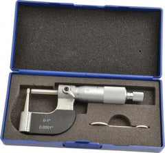 Value Collection - 1 Inch Measurement Range, 0.0001 Inch Graduation, Barrel Anvil, Ratchet Stop Thimble, Mechanical Tube Micrometer - Accurate Up to 0.0001 Inch, Accurate Up to 0.0001 Inch, Enamel Finish, Carbide - Benchmark Tooling