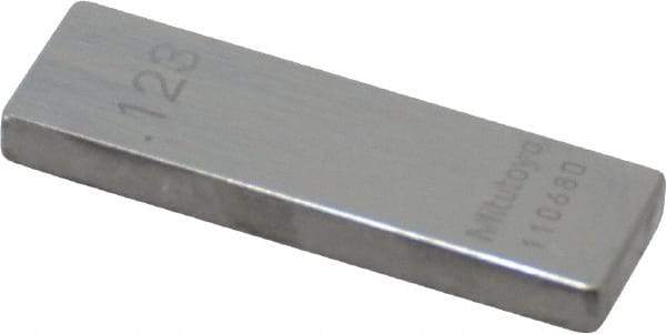 Mitutoyo - 0.123" Rectangular Steel Gage Block - Accuracy Grade 0, Includes Certificate of Inspection - Benchmark Tooling