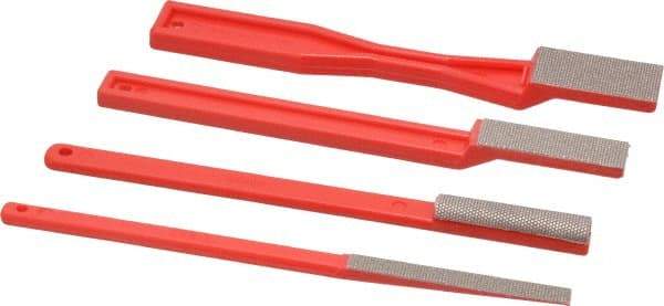 3M - 4 Piece Diamond Pattern File Set - 1-1/2" File Length, Set Includes Half Round - Benchmark Tooling