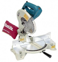 Makita - 15 Amp, 115 Volt, 4,600 RPM, 45° Left Single Bevel Miter Saw - 5/8" Arbor, 10" Blade Diam - Benchmark Tooling