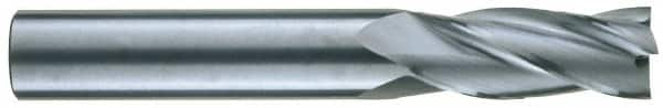 RobbJack - 7/16", 5/8" LOC, 7/16" Shank Diam, 2-3/4" OAL, 4 Flute, Solid Carbide Square End Mill - Single End, Uncoated, Spiral Flute, 30° Helix, Centercutting, Right Hand Cut, Right Hand Flute, Series S1-401 - Benchmark Tooling