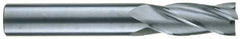 RobbJack - 9/16", 1-1/4" LOC, 9/16" Shank Diam, 3-1/2" OAL, 4 Flute, Solid Carbide Square End Mill - Single End, Uncoated, Spiral Flute, 30° Helix, Centercutting, Right Hand Cut, Right Hand Flute, Series TR-404 - Benchmark Tooling