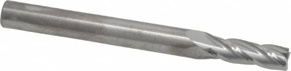 RobbJack - 7/32", 5/8" LOC, 1/4" Shank Diam, 2-1/2" OAL, 4 Flute, Solid Carbide Square End Mill - Single End, Uncoated, Spiral Flute, 30° Helix, Centercutting, Right Hand Cut, Right Hand Flute, Series C1-401 - Benchmark Tooling