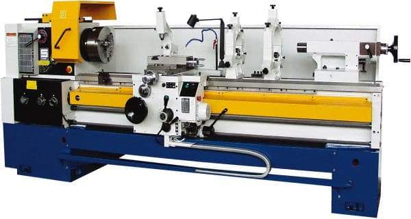 Summit - 20-1/4" Swing, 60" Between Centers, 220/440 Volt, Triple Phase Engine Lathe - 6MT Taper, 10 hp, 12 to 1,400 RPM, 4-1/8" Bore Diam, 48" Deep x 52" High x 121" Long - Benchmark Tooling