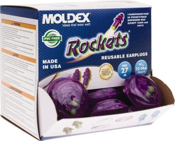 Moldex - Reusable, Corded, 27 dB, Flange Earplugs - Purple, 50 Pairs - Benchmark Tooling
