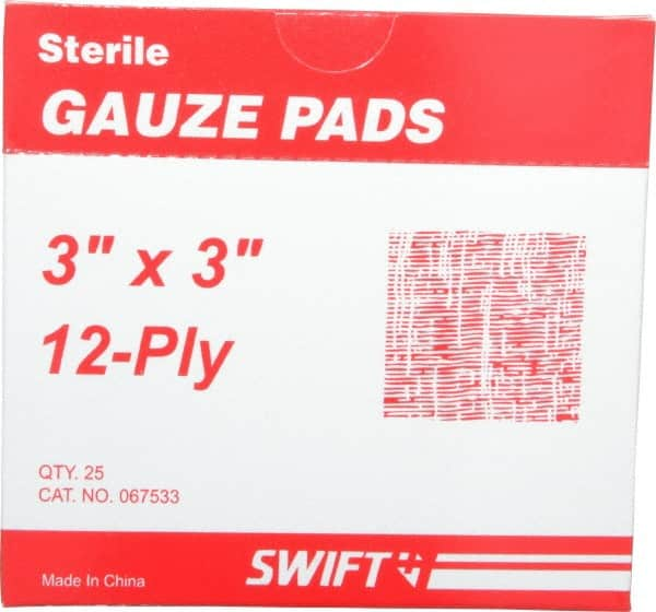 North - 3" Long x 3" Wide, General Purpose Pad - White, Sterile, Gauze Bandage - Benchmark Tooling