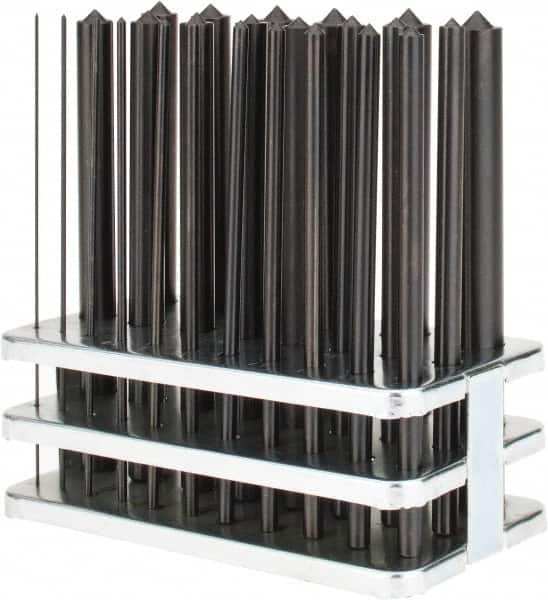 Value Collection - 25 Piece, 1 to 13mm, Transfer Punch Set - Round Shank - Benchmark Tooling