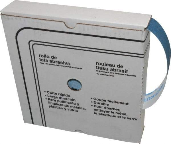 Value Collection - 1-1/2" x 50 Yd 120 Grit Aluminum Oxide Cloth Roll - Fine Grade, J Weighted Backing - Benchmark Tooling