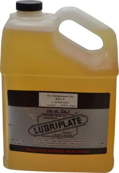 Lubriplate - 1 Gal Bottle, ISO 46, SAE 20, Air Compressor Oil - 196 Viscosity (SUS) at 100°F, 47 Viscosity (SUS) at 210°F, Series AC-1 - Benchmark Tooling