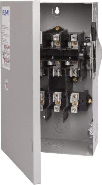 Eaton Cutler-Hammer - 60 Amp, 240 VAC, 3 Pole Fused Safety Switch - NEMA 1, 1 Phase, 3 to 10 hp at 240 VAC (Single Phase), 7-1/2 to 15 hp at 240 VAC (Triple Phase), 3PST Contact Form - Benchmark Tooling