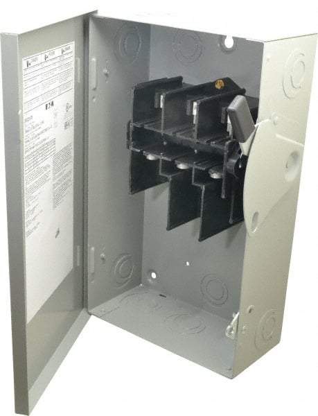 Eaton Cutler-Hammer - 60 Amp, 240 VAC, 3 Pole Nonfused Safety Switch - NEMA 1, 1 Phase, 10 hp at 240 VAC (Single Phase), 15 hp at 240 VAC (Triple Phase), 3PST Contact Form - Benchmark Tooling