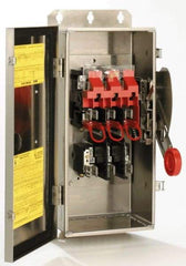 Eaton Cutler-Hammer - 30 Amp, 250 VDC, 480-600 VAC, 3 Pole Fused Safety Switch - NEMA 3R, 3 Phase, 7-1/2 hp at 480 VAC, 10 hp at 600 VAC (Single Phase), 15 hp at 480 VAC, 20 hp at 600 VAC (Triple Phase), 3PST Contact Form - Benchmark Tooling