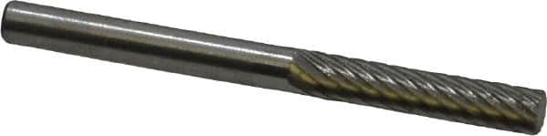 Made in USA - 1/8" Cut Diam, 1/8" Shank Diam, Cylinder Head Single Cut Burr - High Speed Steel, Flat End, 5/8" LOC, 1-1/2" OAL - Benchmark Tooling