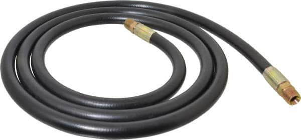 Made in USA - 1/2" Inside x 55/64" Outside Diam, 4,000 psi Working Pressure, Hydraulic Hose - 1/2-14 Thread, 120" Long, 10-1/2' Standard Coil Length, 7" Bend Radius, Nitrile Rubber, -40 to 121°C Max - Benchmark Tooling