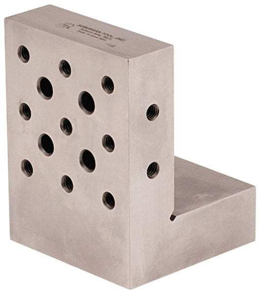 Suburban Tool - 3" Wide x 4" Deep x 3" High Steel Precision-Ground Angle Plate - Standard Plate, Machined Holes on Surface, Open End, 1" Thick, Pair of Plates - Benchmark Tooling