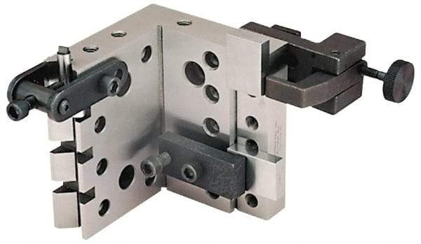 Suburban Tool - 4" Wide x 4" Deep x 4-1/2" High Steel Precision-Ground Angle Plate - V-Step Plate, Machined Holes on Surface, Open End, 1" Thick, Pair of Plates - Benchmark Tooling