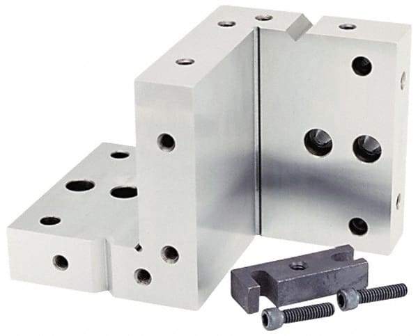 Suburban Tool - 4" Wide x 6" Deep x 4" High Steel Precision-Ground Angle Plate - Compound Plate, Machined Holes on Surface, Open End, 1" Thick, Pair of Plates - Benchmark Tooling