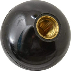 TE-CO - 1/2-13 Thread, 1-7/8" Diam, Plastic Ball Knob - Black, Plastic, Ball Grip, 5/8" Hole Depth - Benchmark Tooling