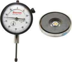Starrett - 0.001" Graduation, 0-100 Dial Reading, Indicator & Base Kit - 0.34" Base Height, 2" Base Diam - Benchmark Tooling