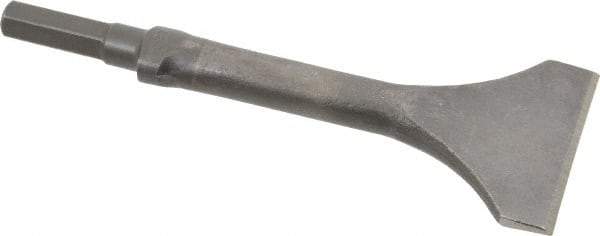 Made in USA - 3" Head Width, 9" OAL, 1/2" Shank Diam, Scaling Chisel - Hex Drive, Hex Shank, Alloy Steel - Benchmark Tooling