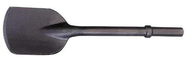 Made in USA - 5-1/2" Head Width, 22" OAL, 1-1/4" Shank Diam, Spade Chisel - Hex Drive, Hex Shank, Alloy Steel - Benchmark Tooling