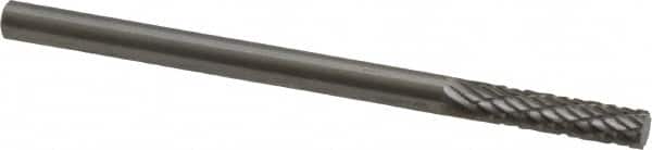 Made in USA - 1/8" Cut Diam, 1/8" Shank Diam, Cylinder Head Double Cut Burr - Carbide, Flat End, 3/16" LOC, 2" OAL - Benchmark Tooling