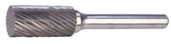 SGS Pro - 5/8" Cut Diam, 1/4" Shank Diam, Cylinder Head Single Cut Burr - Carbide, Flat End, 1" LOC, 2-3/4" OAL - Benchmark Tooling