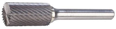 M.A. Ford - 5/8" Cut Diam, 1/4" Shank Diam, Cylinder with End Cut Head Double Cut Burr - Carbide, End Cut End, 1" LOC, 3" OAL - Benchmark Tooling