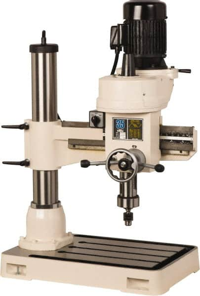 Vectrax - 38-1/2" Swing, Step Pulley Drill Press - 5 Speed, 1-1/2 hp, Single Phase - Benchmark Tooling