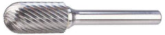 M.A. Ford - 1" Cut Diam, 1/4" Shank Diam, Cylinder with Radius Head Double Cut Burr - Carbide, Radius End, 1" LOC, 3" OAL - Benchmark Tooling
