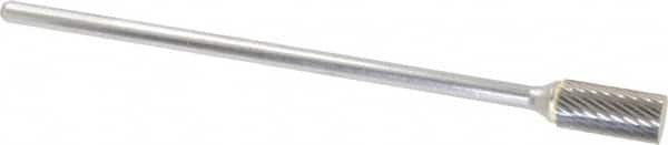 Atrax - 1/2" Cut Diam, 1/4" Shank Diam, Cylinder Head Single Cut Burr - Carbide, Flat End, 1" LOC, 7" OAL - Benchmark Tooling