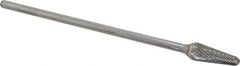 Atrax - 1/2" Cut Diam, 1/4" Shank Diam, Taper Head Single Cut Burr - Carbide, Radius End, 1-1/8" LOC, 7-1/8" OAL - Benchmark Tooling