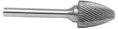 M.A. Ford - 1/8" Cut Diam, 1/8" Shank Diam, Tree with Radius Head Double Cut Burr - Carbide, Radius End, 1/4" LOC, 1-1/2" OAL - Benchmark Tooling