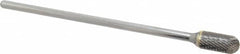 Atrax - 1/2" Cut Diam, 1/4" Shank Diam, Cylinder with Radius Head Double Cut Burr - Carbide, Radius End, 1" LOC, 7" OAL - Benchmark Tooling